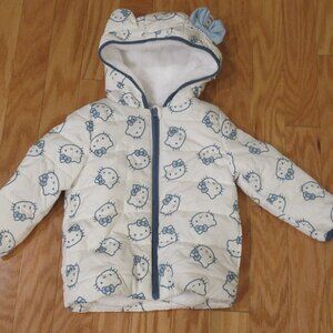 Hello Kitty Girls Warm Fleece Lined Hooded Winter Snow Puffer Jacket 4T ~~NWT~~